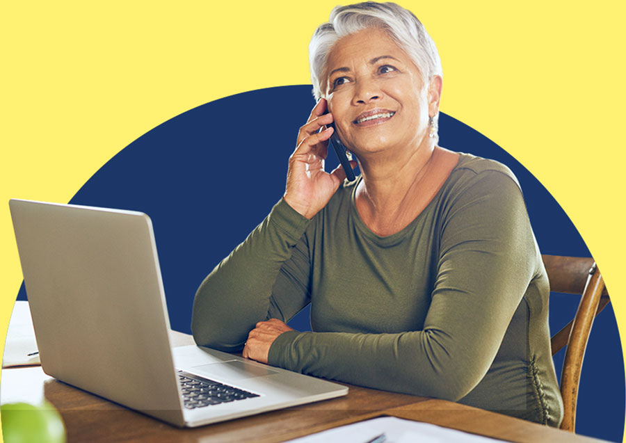 Woman in chair on phone